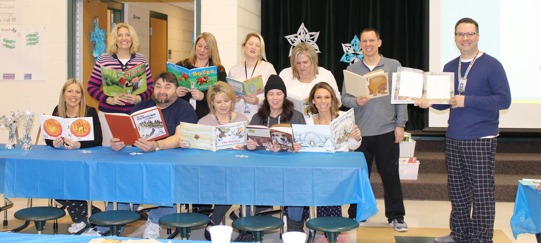 Staff at family reading night