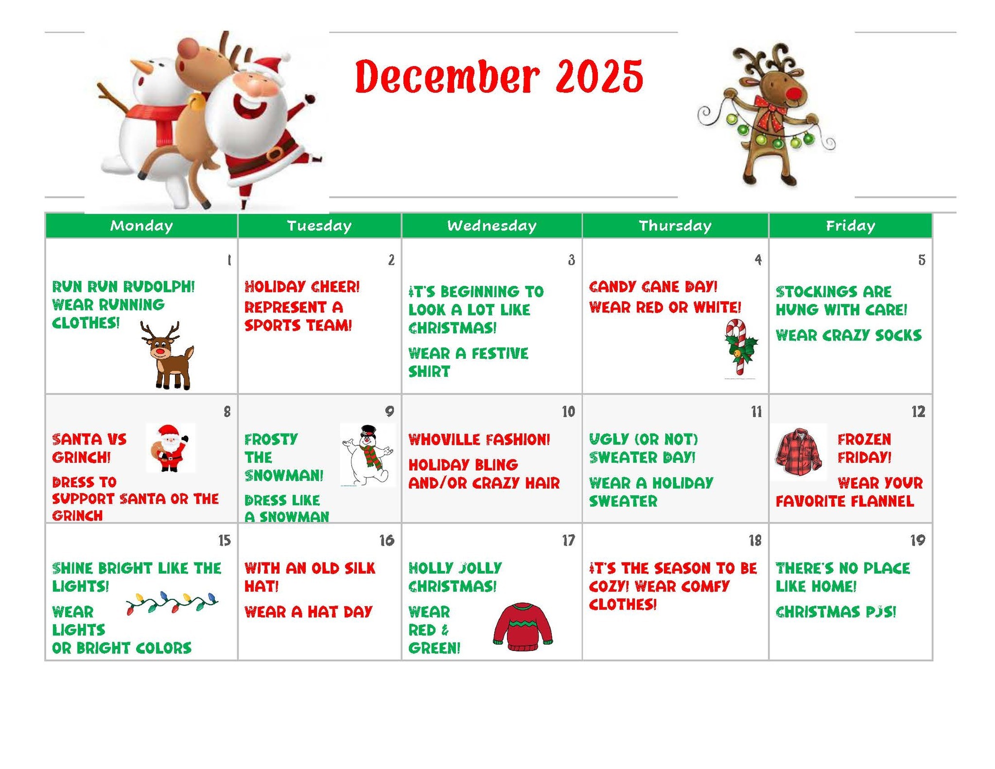December Spirit Calendar